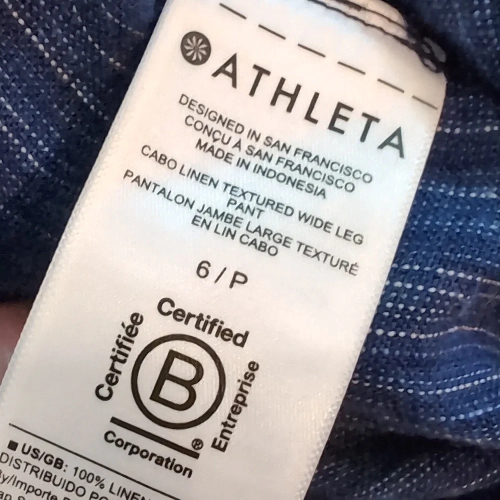 Athleta Navy Blue Wide-Leg Drawstring Track Pants - Picture 6 of 9